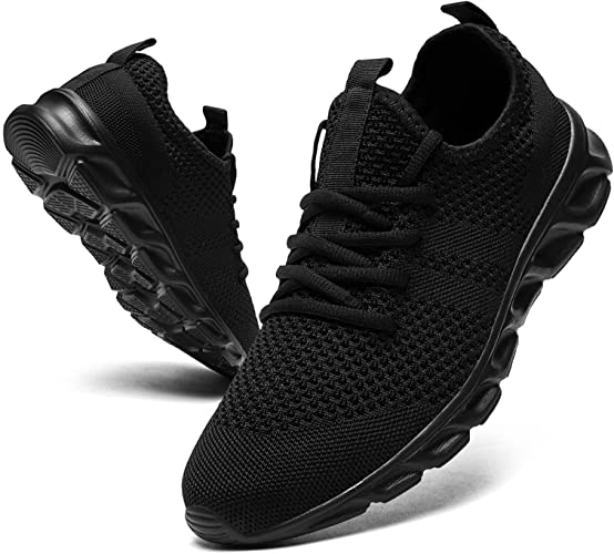Tvtaop Men's Non-Slip Tennis Shoes, Black