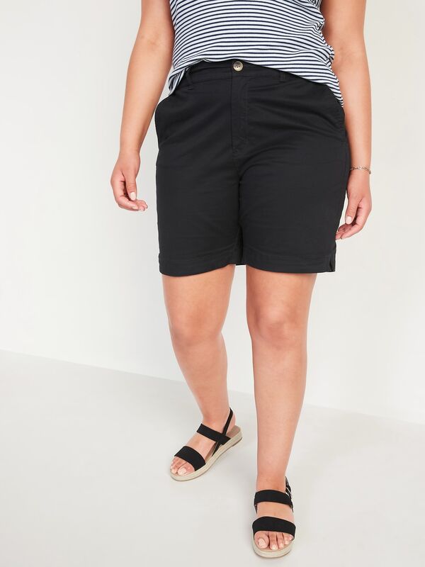 Old Navy Women's High-Waisted Twill Everyday Shorts, Black